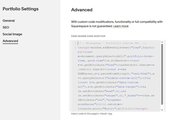 Portfolio custom url 2