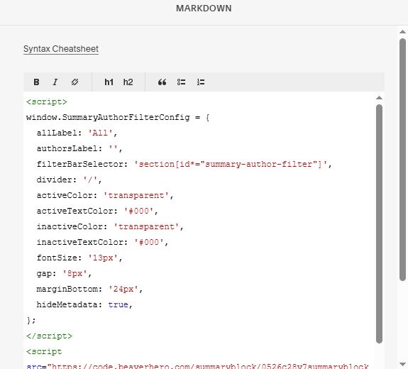 05.26c28v7 Summary Block Author Filter