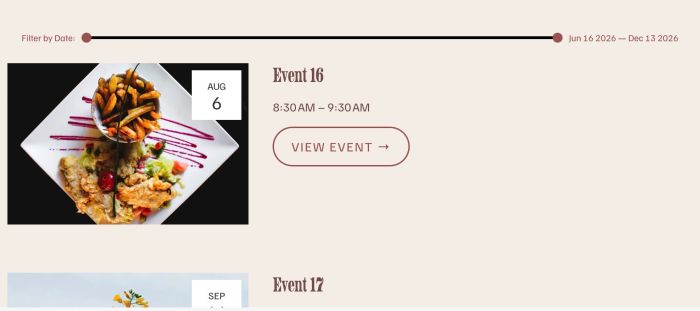 Event Page Date Filter
