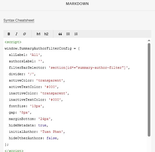 Summary Block Author Filter