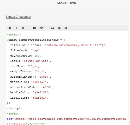 Summary Block Date Filter