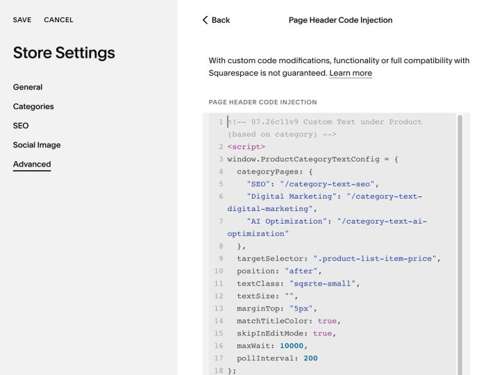 07.26c11v9 Custom Text under Product (based on category)