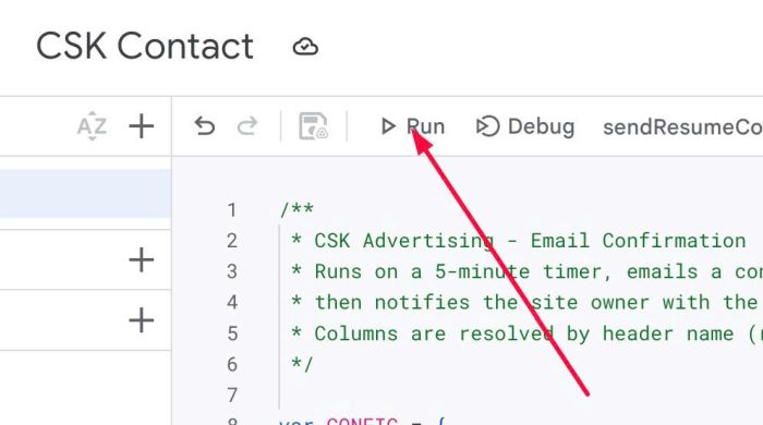 CSK Advertising – Form Block Confirmation Email