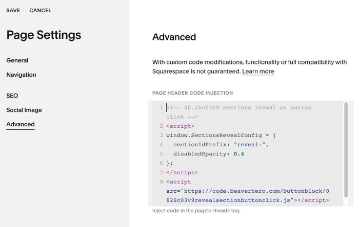 08.26c03v9 Sections reveal on button click