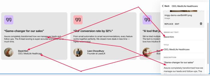 09.26c12v22 Simple Testimonials with Quote, Image, Name, Position, Description