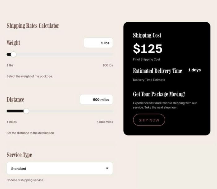 09.26c14v1 Shipping Rates Calculator