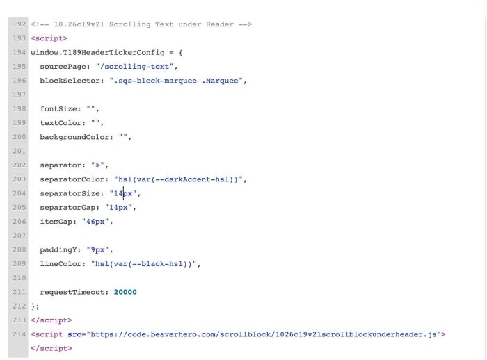10.26c19v21 Scrolling Text under Header